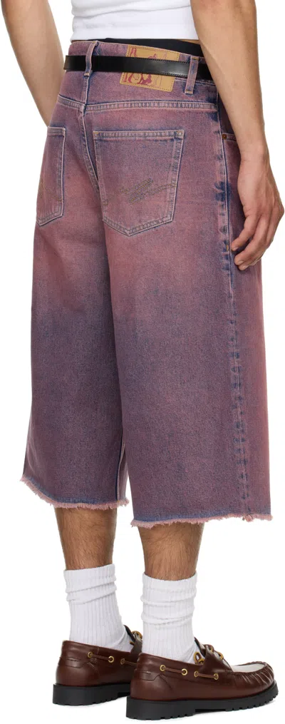 Martine Rose Ssense Exclusive Pink Frayed Denim Shorts In Pink
