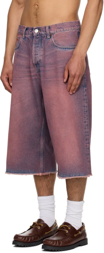 Martine Rose Ssense Exclusive Pink Frayed Denim Shorts In Pink