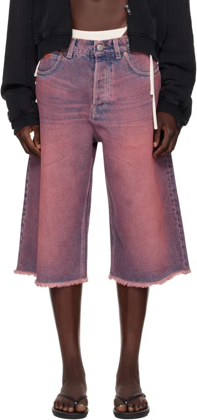 Martine Rose Ssense Exclusive Pink Faded Denim Shorts In Pink