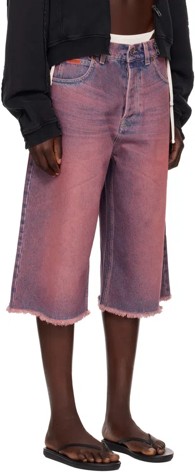 Martine Rose Ssense Exclusive Pink Faded Denim Shorts In Pink