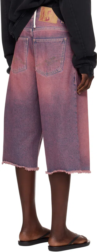 Martine Rose Ssense Exclusive Pink Faded Denim Shorts In Pink