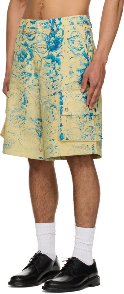 Stanley Raffington Ssense Exclusive Yellow & Blue Floral Printed Cargo Shorts