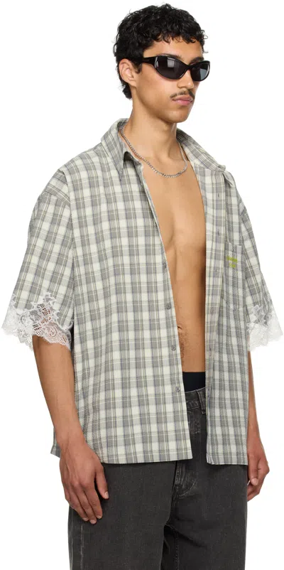 Martine Rose Ssense Exclusive Gray Lace Overshirt In Gray