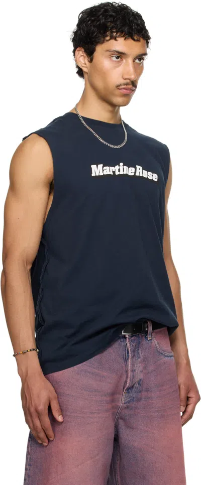 Martine Rose Ssense Exclusive Navy Double T-shirt In Black