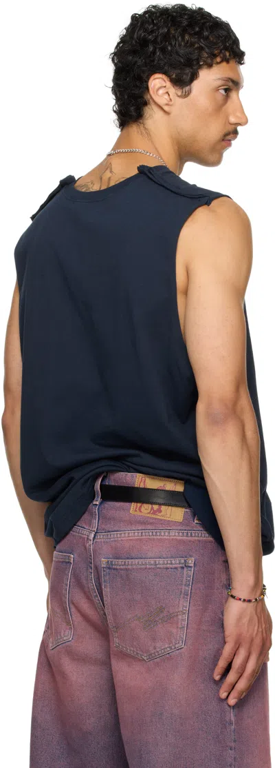 Martine Rose Ssense Exclusive Navy Double T-shirt In Black
