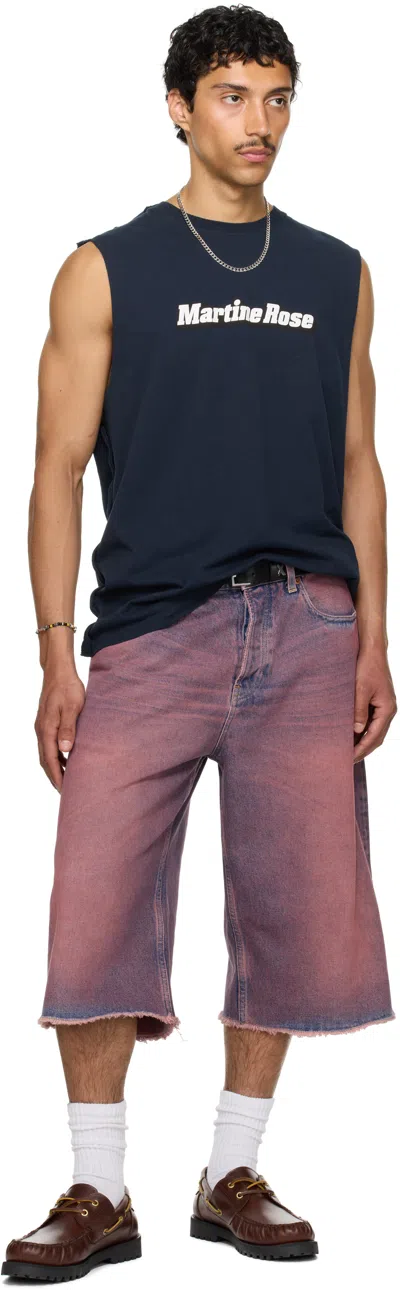 Martine Rose Ssense Exclusive Navy Double T-shirt In Black