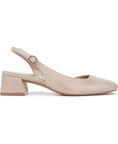 Naturalizer Jayla Mid-heel Square Toe Slingback Pumps In Gold