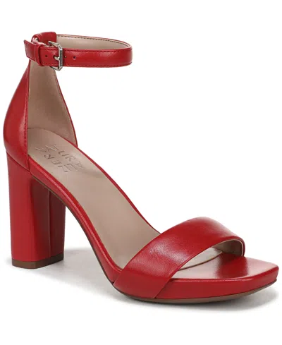 Naturalizer Joy Square Toe Ankle Strap Dress Sandals In Red