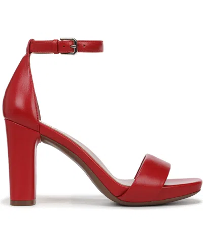 Naturalizer Joy Square Toe Ankle Strap Dress Sandals In Red