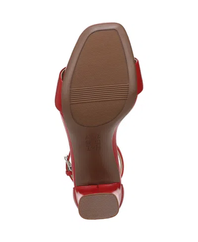 Naturalizer Joy Square Toe Ankle Strap Dress Sandals In Red