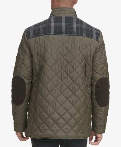 Cole Haan Mixed Media Quilted Jacket In Green