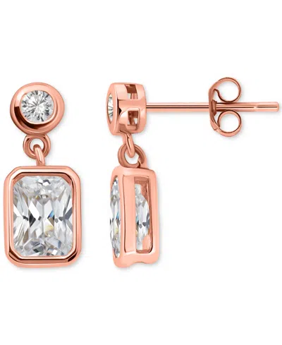 Giani Bernini Cubic Zirconia Round & Octagon Bezel Drop Earrings, Exclusively At Macy's In Gold