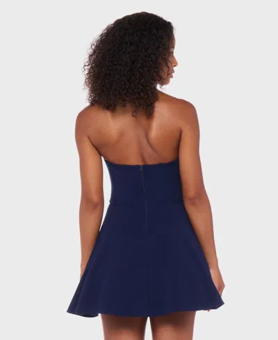 B Darlin Juniors' Sleeveless Scuba Crepe Fit & Flare Dress In Blue