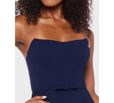 B Darlin Juniors' Sleeveless Scuba Crepe Fit & Flare Dress In Blue