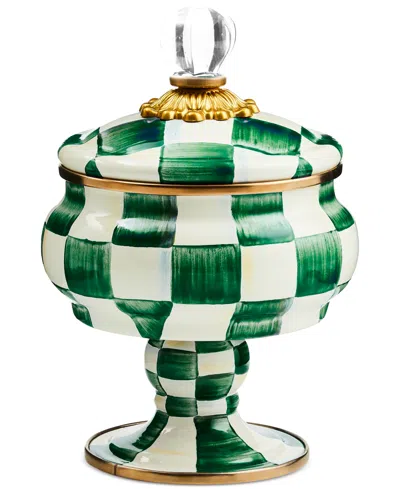 Mackenzie-childs Emerald Check Curiosity Pot In Green