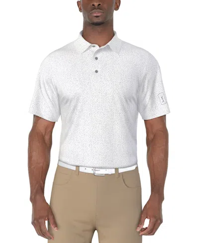 Pga Tour Men's Short Sleeve Confetti Print Golf Polo Shirt In White