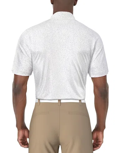 Pga Tour Men's Short Sleeve Confetti Print Golf Polo Shirt In White