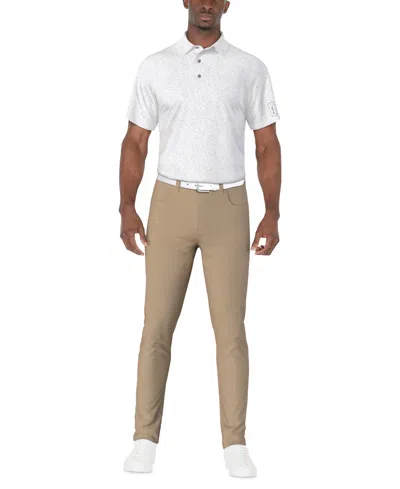 Pga Tour Men's Short Sleeve Confetti Print Golf Polo Shirt In White