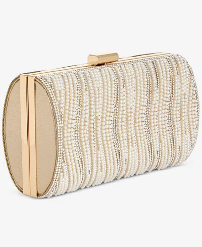 Inc International Concepts Randdi Wavy Imitation Pearl Clutch, Exclusively At Macy's In Gold