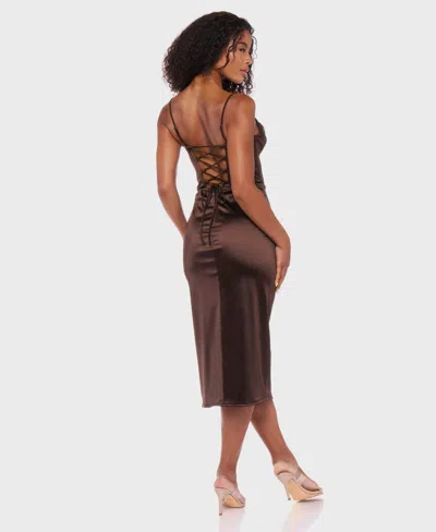 B Darlin Juniors' Sleeveless Cowlneck Midi Dress In Brown
