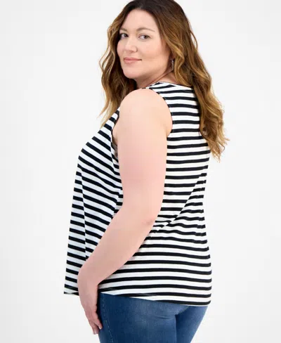 Macy's Style & Co Plus Size V-neck Printed Perfect Tank Top, Exclusively At  In Black