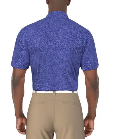 Pga Tour Men's Short Sleeve Confetti Print Golf Polo Shirt In Blue