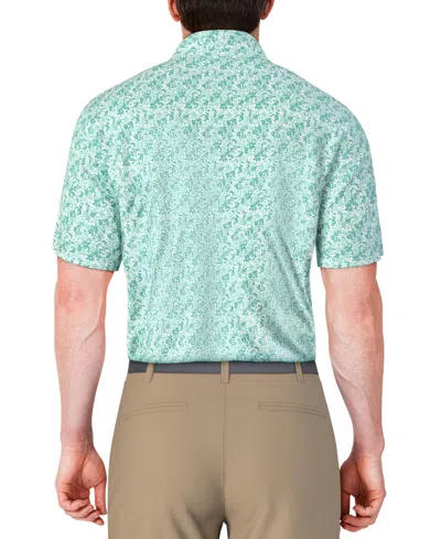 Pga Tour Men's Short Sleeve Botanical Print Golf Polo Shirt In Green