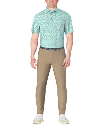 Pga Tour Men's Short Sleeve Botanical Print Golf Polo Shirt In Green