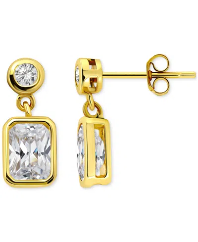 Giani Bernini Cubic Zirconia Round & Octagon Bezel Drop Earrings, Exclusively At Macy's In Gold