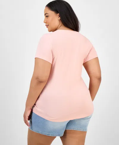 Aveto Trendy Plus Size Scoop-neck T-shirt In Pink