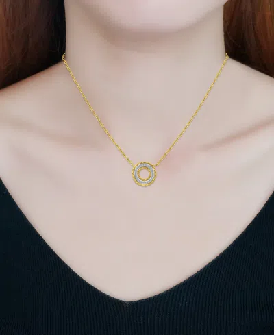 Giani Bernini Cubic Zirconia Rope Framed Circle Pendant Necklace In Sterling Silver & 18k Gold-plated Sterling Sil In Gold
