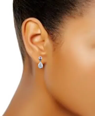 Giani Bernini Pink & White Cubic Zirconia Round & Pear Bezel Drop Earrings, Exclusively At Macy's In Metallic