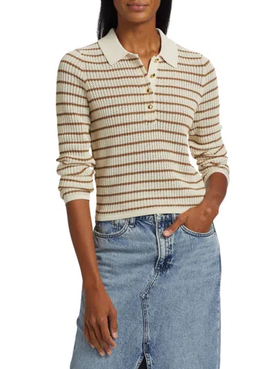 Rag & Bone Women's Viola Striped Knit Polo Top In Neutral
