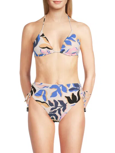 Red Carter Women's Printed Triangle Bikini Top In Multi
