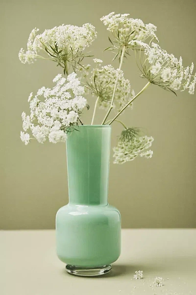 Anthropologie Maude Sculptural Glass Vase In Green