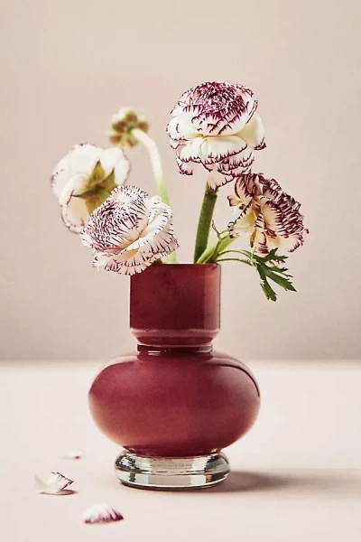 Anthropologie Maude Sculptural Glass Vase In Red