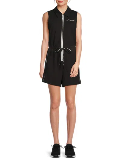 Karl Lagerfeld Women's Logo Sleeveless Rompers In Black