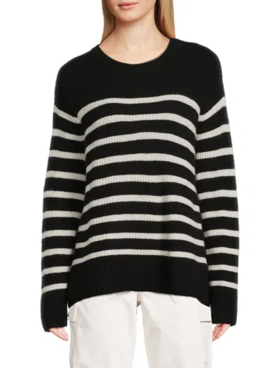 Alice And Olivia Women's Harold Striped Wool & Cashmere Sweater In Black