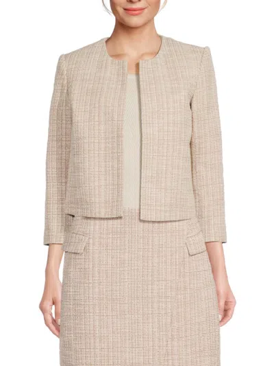 Calvin Klein Women's Textured Cropped Open Front Jacket In Neutral