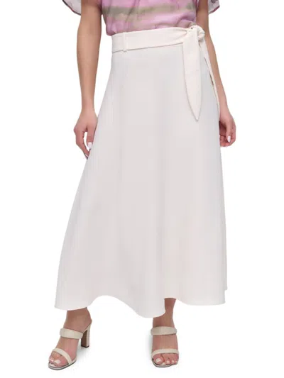 Dkny Women's Aero Crepe Belted Midi Skirt In White