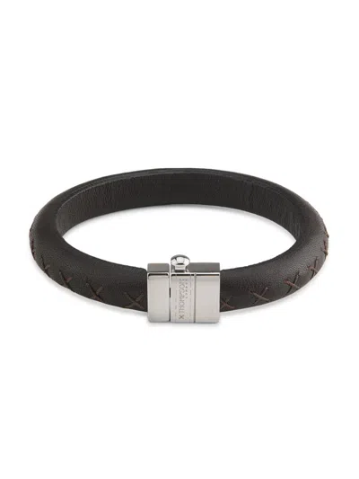 Thompson Of London Men's Leather & Sterling Silver Bracelet In Black