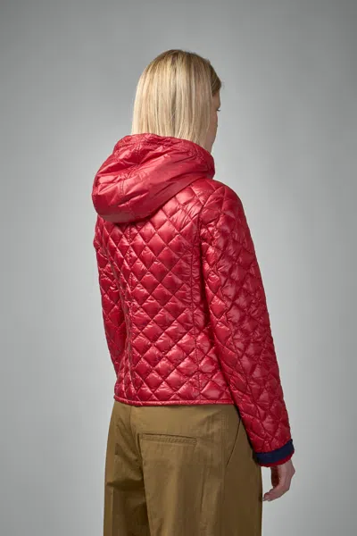Moncler Corbelin Diamond-quilted Hooded Down Jacket In Red