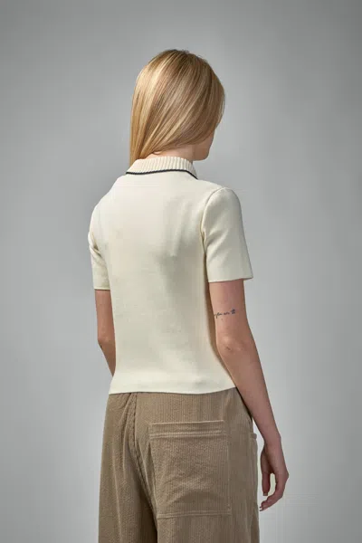 Moncler Knit Cotton Polo Shirt In White