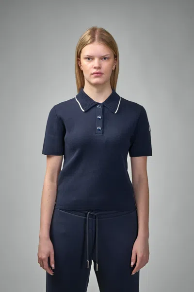 Moncler Knit Cotton Polo Shirt In Blue