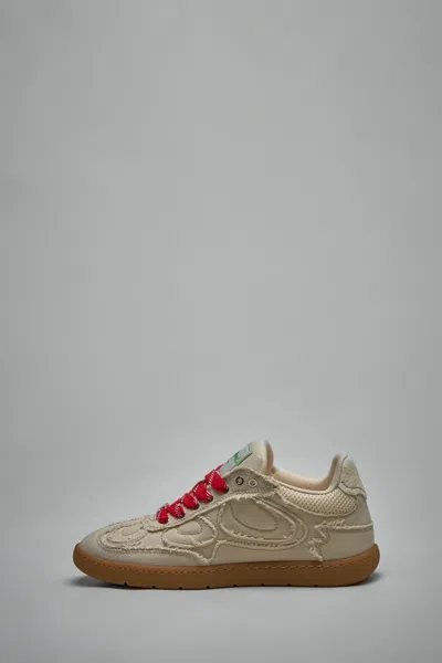 Ganni Canvas Raw Edge Sneakers In Green