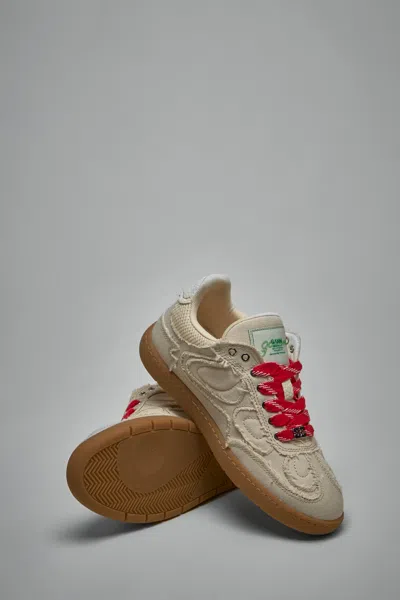 Ganni Canvas Raw Edge Sneakers In Green