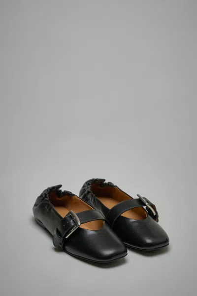 Ganni Oleatex Lace-up Ballerinas In Black