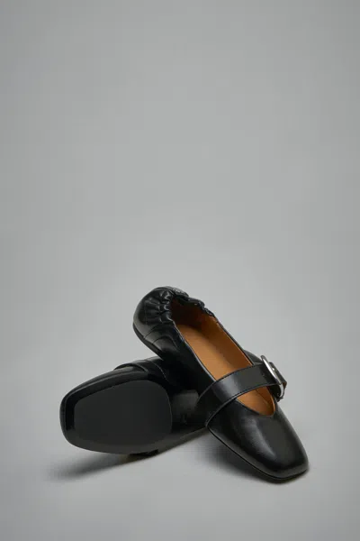 Ganni Oleatex Lace-up Ballerinas In Black
