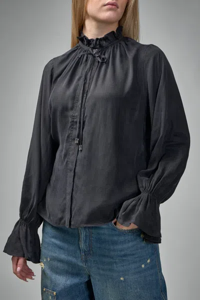 Ganni Shirt In Black Polyamide Polyester In Black