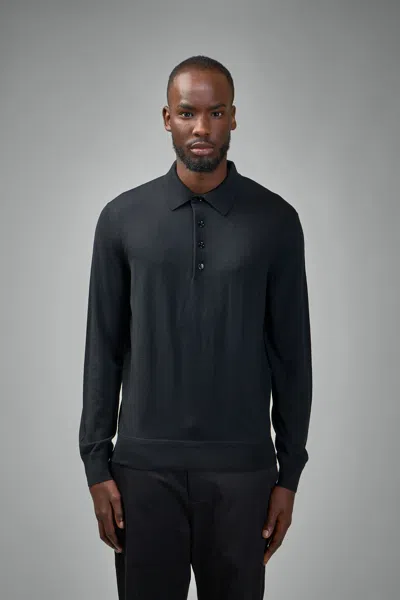 Tom Ford Fine Gauge Pure Wool Ls Polo In Black